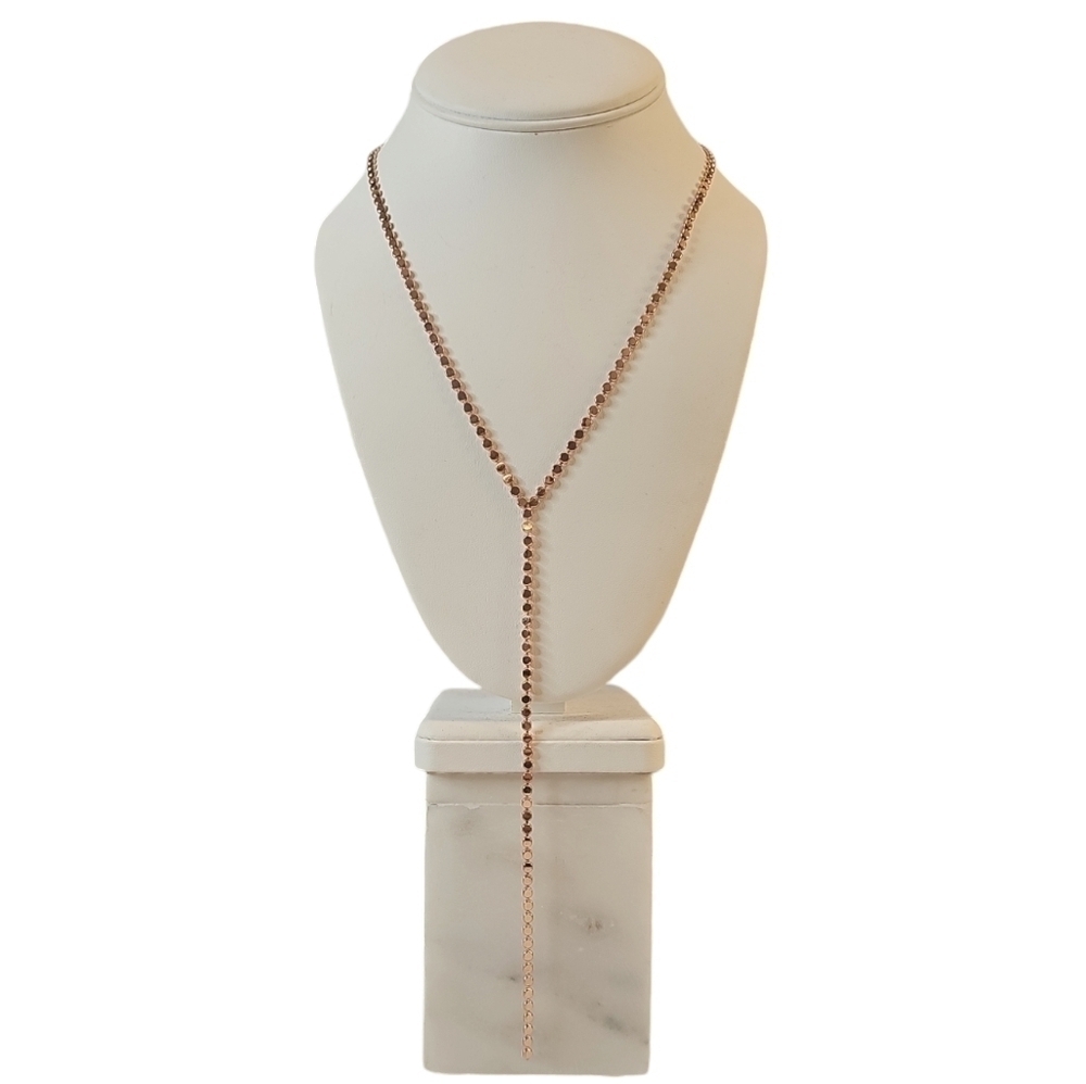 Rose Gold Lariat Flat Circle Necklace